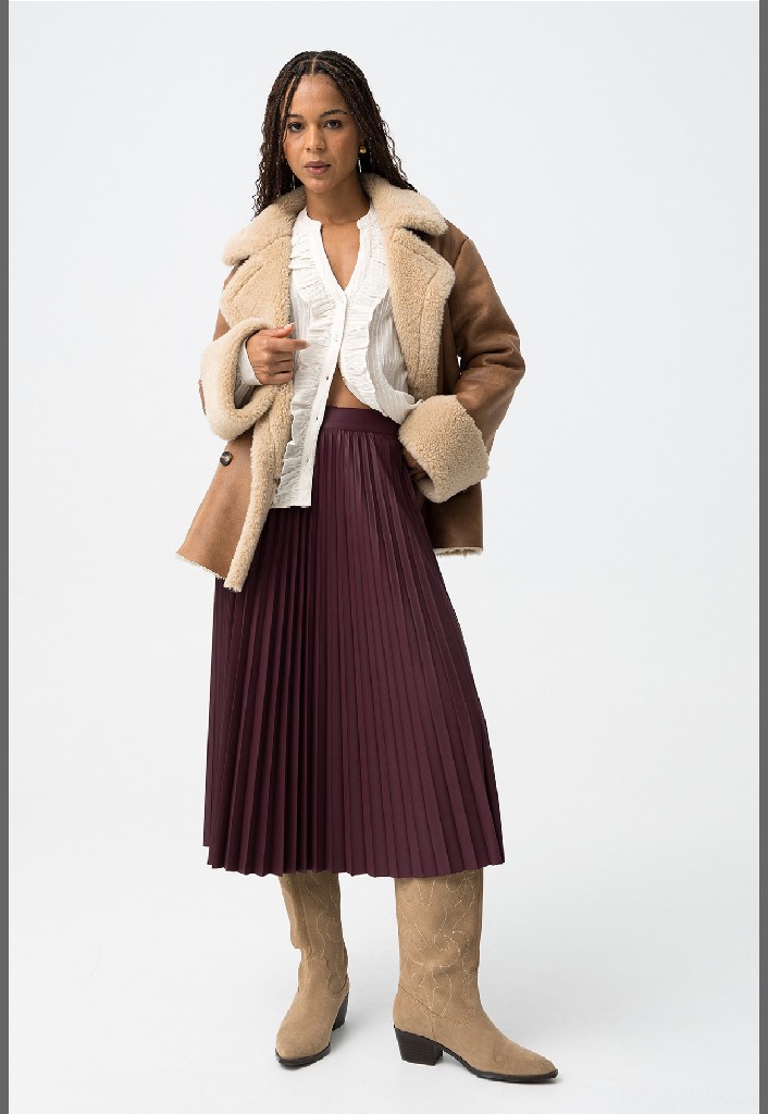 IMG1_ECOM FALDA PLISADA KYOTO GRANATE - Imagen 1