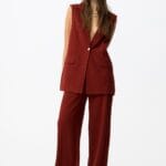 PANTALON LINO COLOR TEJA ESTILO WIDE LEG