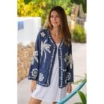 KIMONO CON PALMERAS BORDADO RELIEVE ISLA BONITA