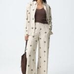 PANTALON LINO BEIGE CON BORDADOS PALMERAS