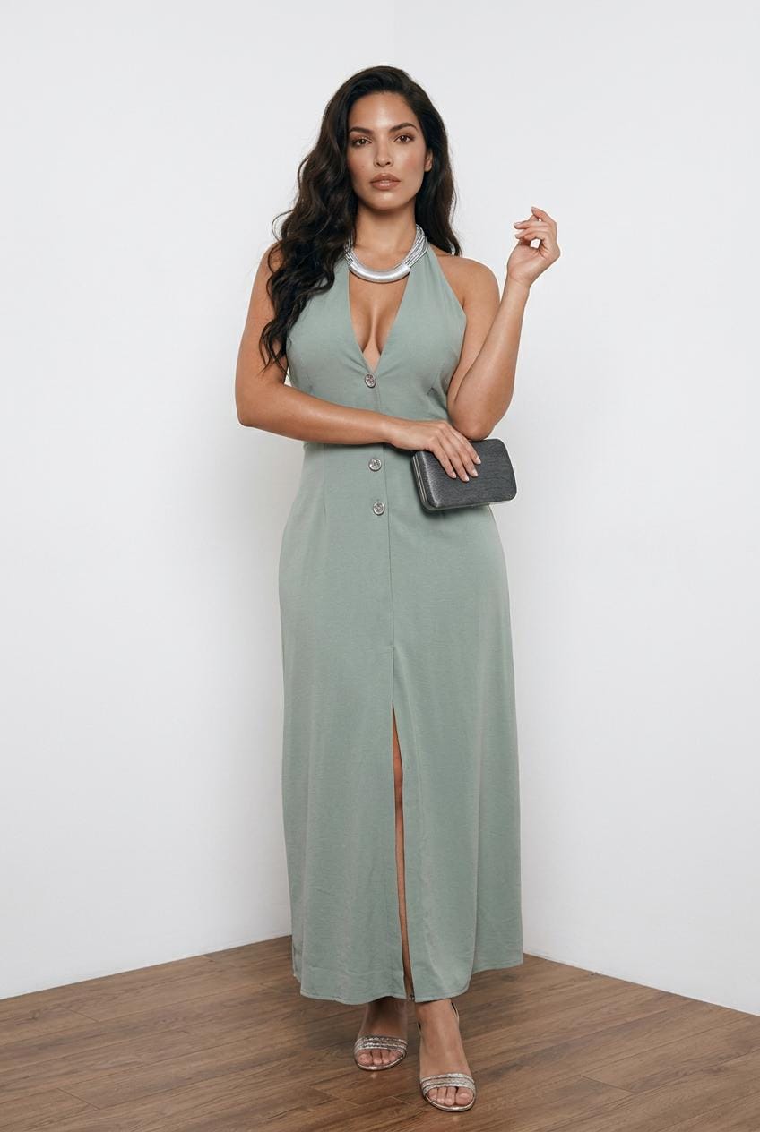 WhatsApp Image 2026-06-09 at 11.18.47 VESTIDO AGUAMARINA COGIDO AL CUELLO FAITH - Imagen 1